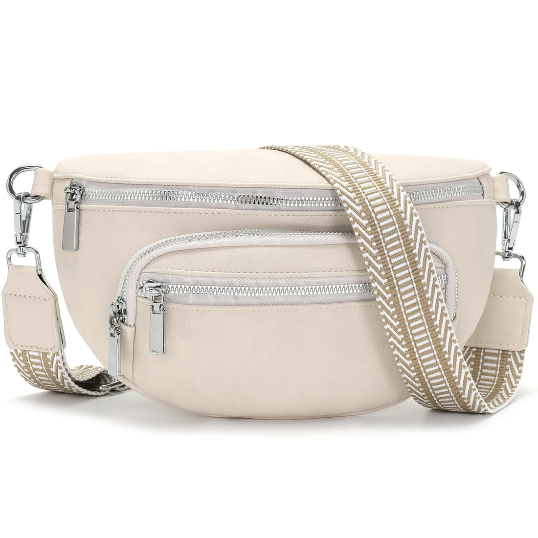 Sasrymnl sac banane femme Beige sac bandoulière femme cuir vegan sacoche banane bandouliere tendance Bandoulière amovible et réglable