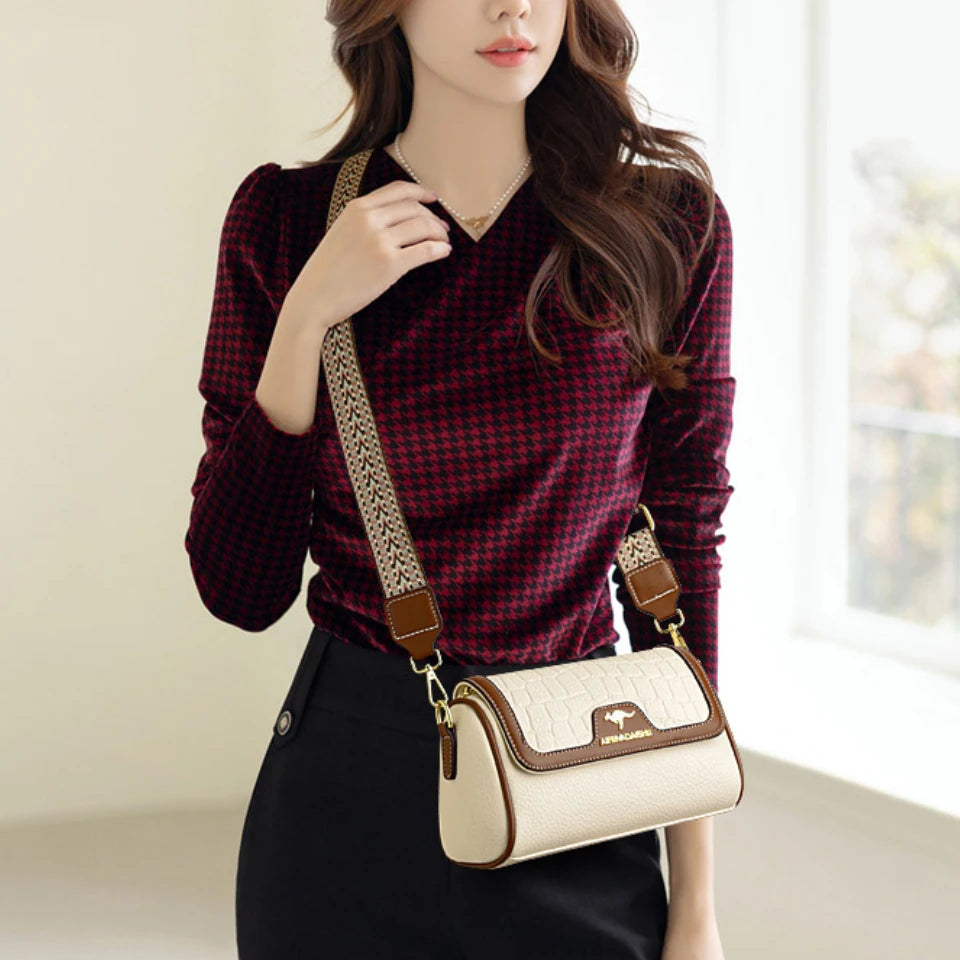 Stone Pu Leather Shoulder Hand Bag