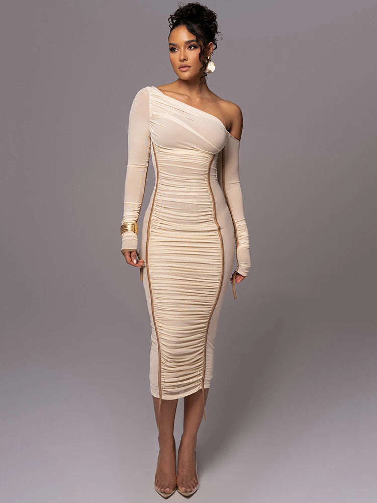Long Sleeve Two Layer Mesh Dress