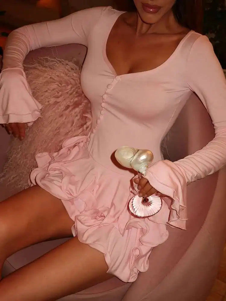 Sexy V Neck Mini Dress